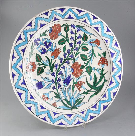 Theodore Deck. An Isnik style pottery charger, late 19th century, diameter 49cm